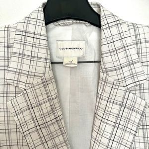 Club Monaco Plaid Signature Linen Blend Blazer